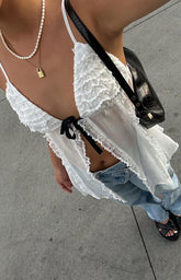 As It Was White Frill Cami Top